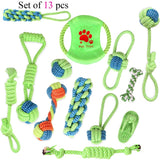 Set of Dog Bite Toy Resist Cotton Rope Ball Bone Interactive Training Toys Dog Chew Knot Teeth Cleaning Toy for Cat Puppy Pet