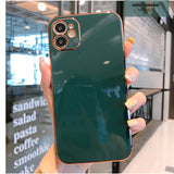 Luxury Gold Plated Electroplated Case For iPhone 11 Pro Max 8 Plus 7 XR XS X Silicone Lens Protection 12 Pro Max SE 2020 Cover