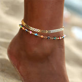 17KM Bohemian Colorful Eye Beads Anklets For Women Gold Color Summer Ocean Beach Ankle Bracelet Foot Leg Chain Jewelry 2021 NEW