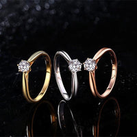 Classic Wedding Rings For Women Forever Simple Style Six Claws Cubic Zirconia 3 Color Wedding Gift Fashion Jewelry KCR033