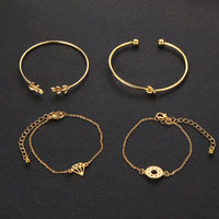 4pcs/Set Fashion Bohemia Leaf Knot Hand Cuff Link Chain Charm Bracelet Bangle for Women Gold Bracelets Femme Jewelry 6115