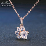 LAMOON  Bear's Paw Sterling Silver 925 Jewelry Sets Gemstone Rose Quartz S925 18K Rose Gold Plated Fine Jewelry For Women V035-1