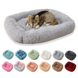 Square Dog Bed Super Soft Warm Plush Cat Mat Dog Beds Long Plush Solid Color Pet Beds Cat Mat For Little Medium Large Pets