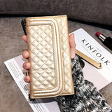 Aoweziic Luxury folding mirror card wallet leather case For iphone11 12 Pro X XS MAX XR Case 8 7plus cover crossbody chain bag