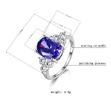 Women's Jewelry 925 Sterling Silver Rings White Pink Light Blue Champagne Zircon Oval Wedding Ring