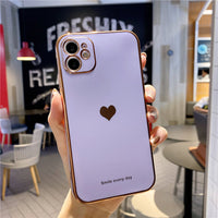 Electroplated love heart Phone Case For iPhone 12Pro 12 11 Pro Max XR XS X XS Max 7 8 Plus Shockproof Protective Back Cover capa