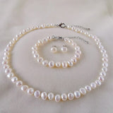 DMSFP099 Baroque Pearl Jewelry Sets 925 sterling silver Pearl Sets Necklace/Bracelet/Earrings For Women