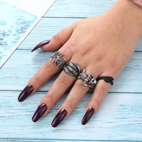 Snake Rings Black Silver Color Metal Punk Open Adjustable Design Animal Exaggerated Finger Ring for Women Men Party Jewelry Gift