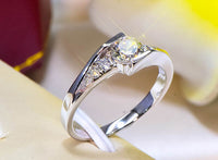 YANHUI With Certificate Women 100% Original 925 Solid Silver Ring Staggered Connection 5mm 0.75ct CZ Zirconia Wedding Rings R036