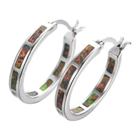 Boho 925 Sterling Silver Personality Multi Color Fire Opal Earring Hoop Women Fine Jewelry