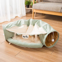 Fashion Foldable Cat Tunnel Toy Cat Channel Cat Nest Playable Sleepable Autumn and Winter Cat Bed to Keep Warm and Comfortable