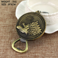 Hot Movie Game of Thrones Keyring Bottle opener Keychain House Stark Key Ring Pendant Chaveiro Jewelry Accessories