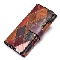 WESTAL Women's Wallet Genuine Leather Patchwork Wallet for Women Clutch Bags for Cellphone Women's Purses Coin Wallets Long 4202