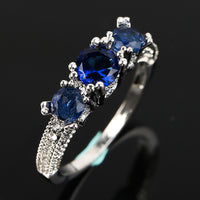 Fashion Big Blue Stone Ring Charm Jewelry Women CZ Wedding Rings Promise Engagement Ring Ladies Accessories Gifts Z4K146