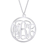 Personalized 3 Initial Monogram Necklace Rose Gold Custom Letter Nameplated Round Necklaces Women Men Stainless Steel Jewelry