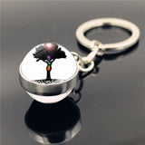 7 Chakra Yoga Meditation Glass Ball Key Chain Chakra Reiki Healing Silver Color Keychain Spiritual Jewelry for Men Women Gift