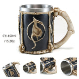 Medieval Dragon Resin Stainless Steel Beer Mug 600ml Retro Tankard Skull Coffee Cup Tea Mug Tumbler Pub Bar Decor Drop Shipping