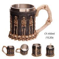 Medieval Dragon Resin Stainless Steel Beer Mug 600ml Retro Tankard Skull Coffee Cup Tea Mug Tumbler Pub Bar Decor Drop Shipping