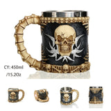 Medieval Dragon Resin Stainless Steel Beer Mug 600ml Retro Tankard Skull Coffee Cup Tea Mug Tumbler Pub Bar Decor Drop Shipping