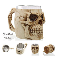 Medieval Dragon Resin Stainless Steel Beer Mug 600ml Retro Tankard Skull Coffee Cup Tea Mug Tumbler Pub Bar Decor Drop Shipping