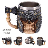 Medieval Dragon Resin Stainless Steel Beer Mug 600ml Retro Tankard Skull Coffee Cup Tea Mug Tumbler Pub Bar Decor Drop Shipping