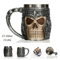 Medieval Dragon Resin Stainless Steel Beer Mug 600ml Retro Tankard Skull Coffee Cup Tea Mug Tumbler Pub Bar Decor Drop Shipping