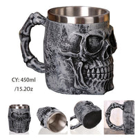 Medieval Dragon Resin Stainless Steel Beer Mug 600ml Retro Tankard Skull Coffee Cup Tea Mug Tumbler Pub Bar Decor Drop Shipping