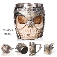 Medieval Dragon Resin Stainless Steel Beer Mug 600ml Retro Tankard Skull Coffee Cup Tea Mug Tumbler Pub Bar Decor Drop Shipping