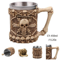 Medieval Dragon Resin Stainless Steel Beer Mug 600ml Retro Tankard Skull Coffee Cup Tea Mug Tumbler Pub Bar Decor Drop Shipping