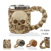 Medieval Dragon Resin Stainless Steel Beer Mug 600ml Retro Tankard Skull Coffee Cup Tea Mug Tumbler Pub Bar Decor Drop Shipping