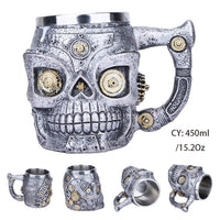 Medieval Dragon Resin Stainless Steel Beer Mug 600ml Retro Tankard Skull Coffee Cup Tea Mug Tumbler Pub Bar Decor Drop Shipping