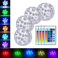 Battery Operated 10leds RGB Led Submersible Light Underwater Night Lamp Garden Swimming Pool Light for Wedding Party Vase Bowl