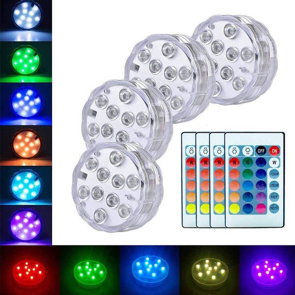 Battery Operated 10leds RGB Led Submersible Light Underwater Night Lamp Garden Swimming Pool Light for Wedding Party Vase Bowl