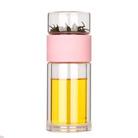 High Quality Double Glass Water Bottle With Case Tea Drink Bottle Infuser Tumbler Drinkware Waterbottle Eco-Friendly