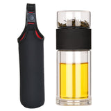 High Quality Double Glass Water Bottle With Case Tea Drink Bottle Infuser Tumbler Drinkware Waterbottle Eco-Friendly