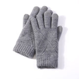 Female Winter Warm Knitted Full Finger Gloves Men Solid Woolen Touch Screen Mittens Women Thick Warm Cycling Driving Gloves H46