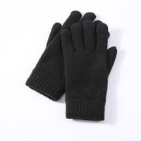 Female Winter Warm Knitted Full Finger Gloves Men Solid Woolen Touch Screen Mittens Women Thick Warm Cycling Driving Gloves H46