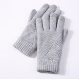 Female Winter Warm Knitted Full Finger Gloves Men Solid Woolen Touch Screen Mittens Women Thick Warm Cycling Driving Gloves H46