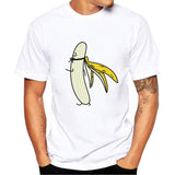 Men's Banana Disrobe Funny Design Print T-shirt Summer Humor Joke Hipster T-Shirt White Casual T Shirts Outfits Streetwear