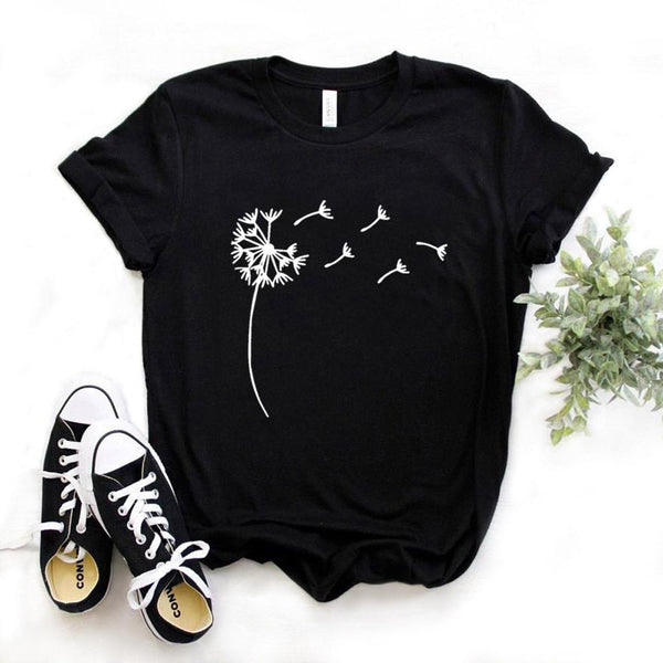 Wildflower Dandelion Print Women tshirt Cotton Casual Funny t shirt Gift For Lady Yong Girl Top Tee