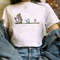 Totoro Studio Ghibli Harajuku Kawaii T Shirt Women Ullzang Miyazaki Hayao Tshirt Funny Cartoon T-shirt Cute Anime Top Tee Female