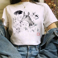 Totoro Studio Ghibli Harajuku Kawaii T Shirt Women Ullzang Miyazaki Hayao Tshirt Funny Cartoon T-shirt Cute Anime Top Tee Female