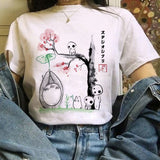 Totoro Studio Ghibli Harajuku Kawaii T Shirt Women Ullzang Miyazaki Hayao Tshirt Funny Cartoon T-shirt Cute Anime Top Tee Female