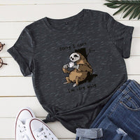 JCGO Women T-shirt Summer Short Sleeve Cotton Plus Size S-5XL Cute Lazy Sloth Print Funny Casual O Neck Female Tshirt Tees Tops