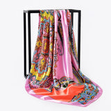 Square Silk Scarves Women 90*90cm Satin Hijab Scarf Muslim Female Chiffon Shawls And Wrap Hair Head Scarves Pareo Bandanna