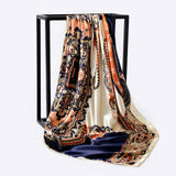 Square Silk Scarves Women 90*90cm Satin Hijab Scarf Muslim Female Chiffon Shawls And Wrap Hair Head Scarves Pareo Bandanna