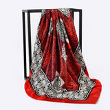 Square Silk Scarves Women 90*90cm Satin Hijab Scarf Muslim Female Chiffon Shawls And Wrap Hair Head Scarves Pareo Bandanna