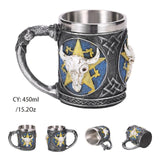 Medieval Dragon Resin Stainless Steel Beer Mug 600ml Retro Tankard Skull Coffee Cup Tea Mug Tumbler Pub Bar Decor Drop Shipping