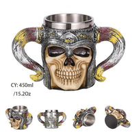 Medieval Dragon Resin Stainless Steel Beer Mug 600ml Retro Tankard Skull Coffee Cup Tea Mug Tumbler Pub Bar Decor Drop Shipping