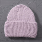 Casual Women's Hats Cashmere Wool Knitted Beanies Autumn Winter Brand New Three Fold Thick 2020 Knitted Girls Skullies Beanies